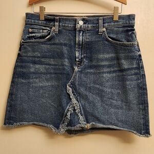 7 For All Mankind Blue Denim Skirt